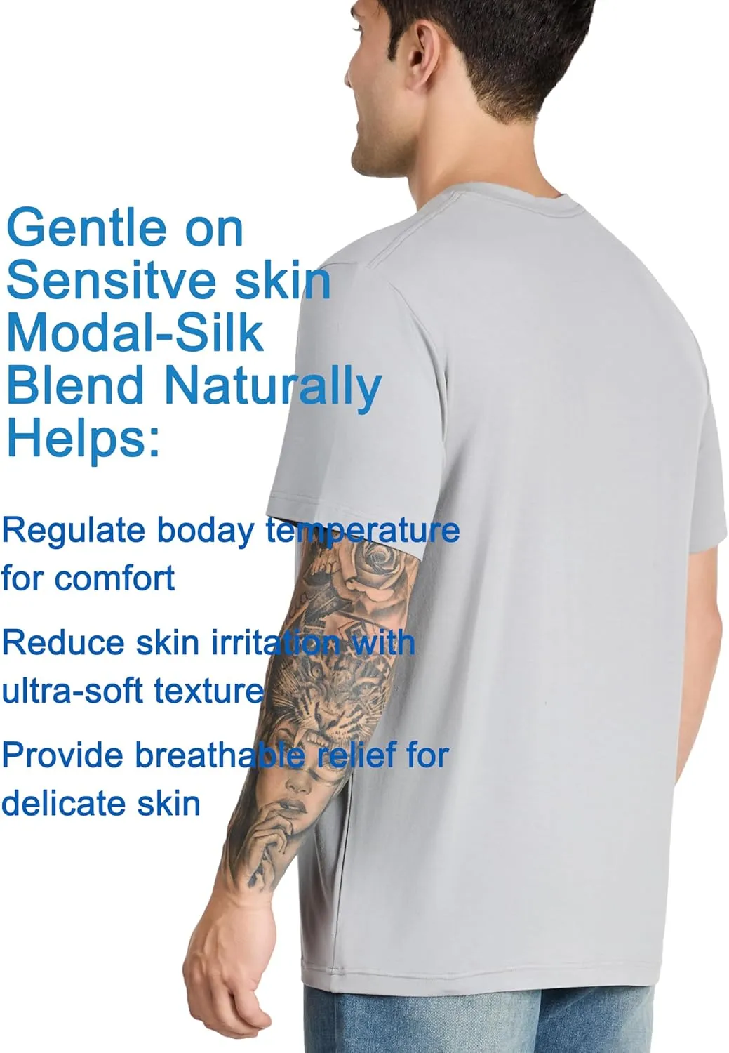 Men's Cooling T-Shirt | Modal-Silk Sweatproof Undershirt | UV Defense & Quick Dry | Hot Climate Essential
