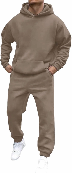 Mens Track Suits 2 Piece Set Long Sleeve Hooded Sweatshirts Drawstring Running Pants 80s 90s Jogginig Sweat Outfits