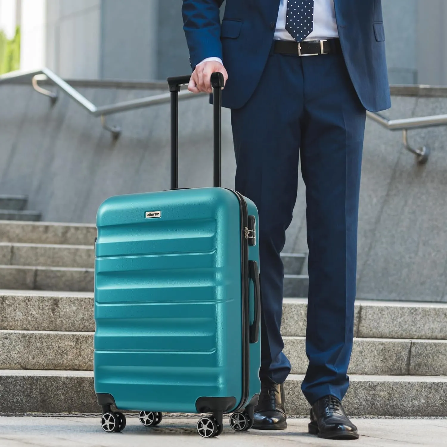 Merax Luggage Set 13 Piece, Hardshell ABS Suitcases with 8 Silent Spinner Wheels, Durable and Lightweight Travel Luggage for Family Trips, Blue
