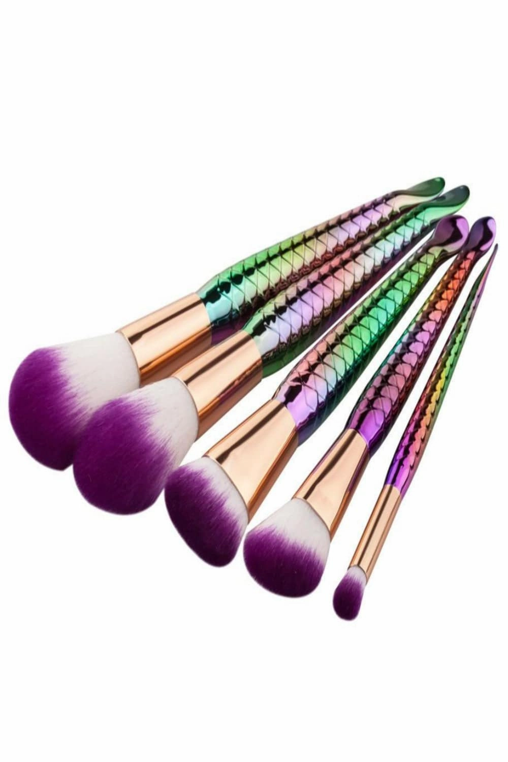 Mermaid Multicolor Makeup Brushes Set - 5 Pcs