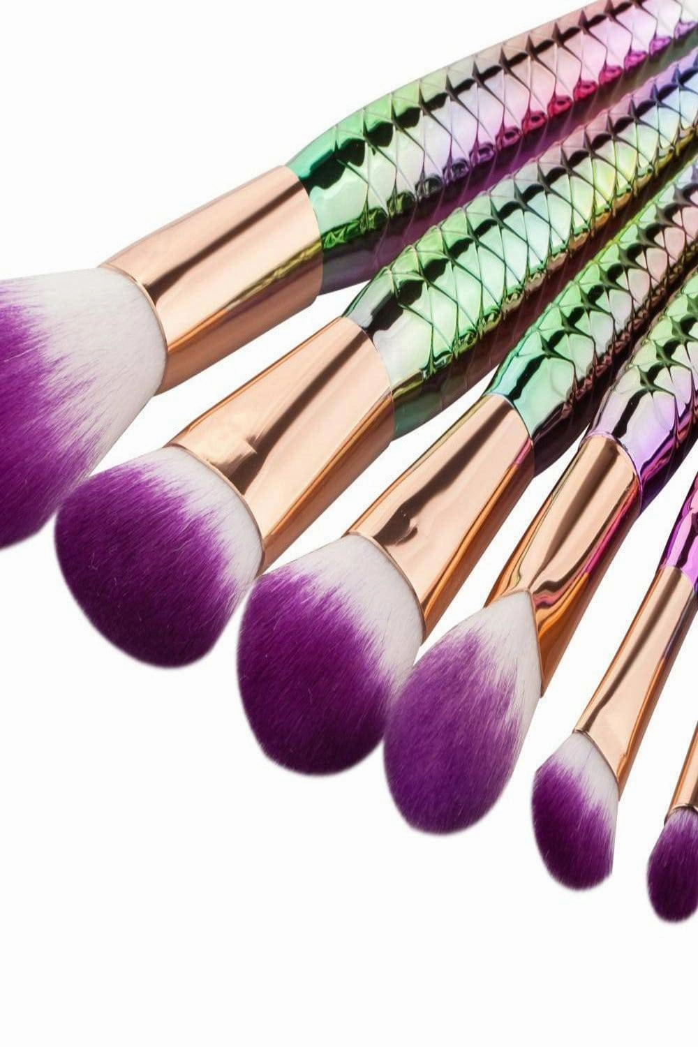 Mermaid Multicolor Makeup Brushes Set - 5 Pcs