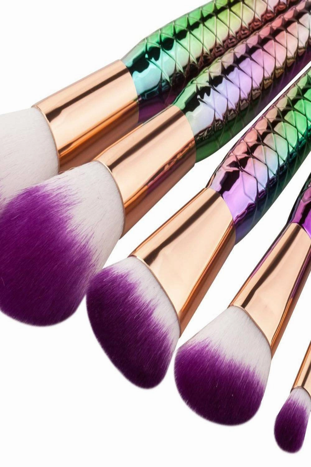 Mermaid Multicolor Makeup Brushes Set - 5 Pcs