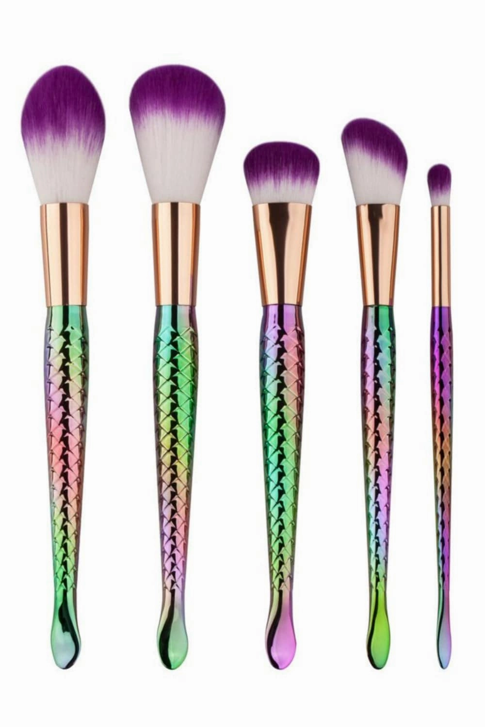 Mermaid Multicolor Makeup Brushes Set - 5 Pcs