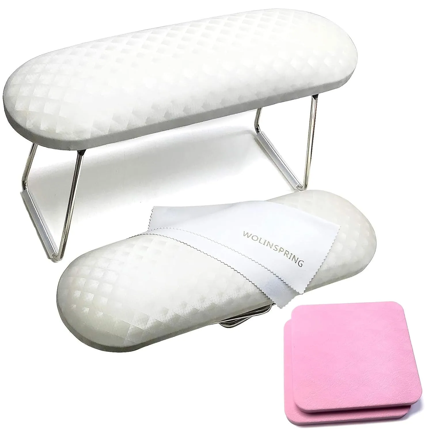 Nail Arm Rest, Hand Rest for Nail Microfiber Soft Leather Manicure Nail Rest with Non-Slip,  Professional Hand Pillow Cushion Table Desk Station for Nail Techs Use (Pink)