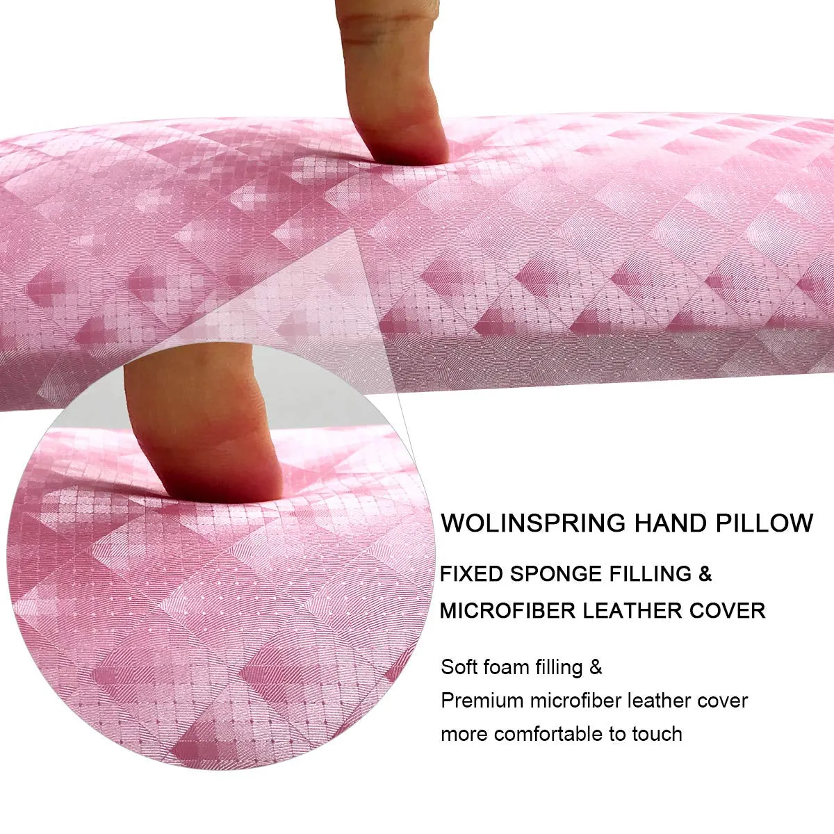 Nail Arm Rest, Hand Rest for Nail Microfiber Soft Leather Manicure Nail Rest with Non-Slip,  Professional Hand Pillow Cushion Table Desk Station for Nail Techs Use (Pink)