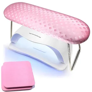 Nail Arm Rest, Hand Rest for Nail Microfiber Soft Leather Manicure Nail Rest with Non-Slip,  Professional Hand Pillow Cushion Table Desk Station for Nail Techs Use (Pink)