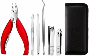Nail Clippers Kit 6/7/8 Piece Set of Nail Clippers Set Nail Set Personal Care Set Professional Pedicure Set Beauty Set Pedicure Tools for Feet (Color : Red, Size : 7-Piece Set)