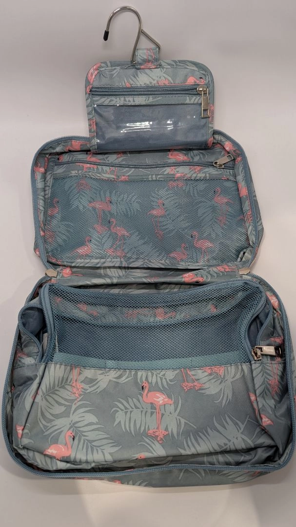 Narwey Blue Flamingo 2-Piece Toiletries Travel Bags