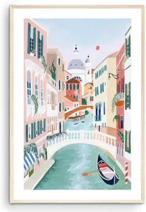 Nationcog Venice Art Print, Venezia Italy Art Print, Venice Painting, Travel Gift, Travel Poster, Engagement, Wedding, Anniversary, Housewarming Gift (Unframed) (11x14)