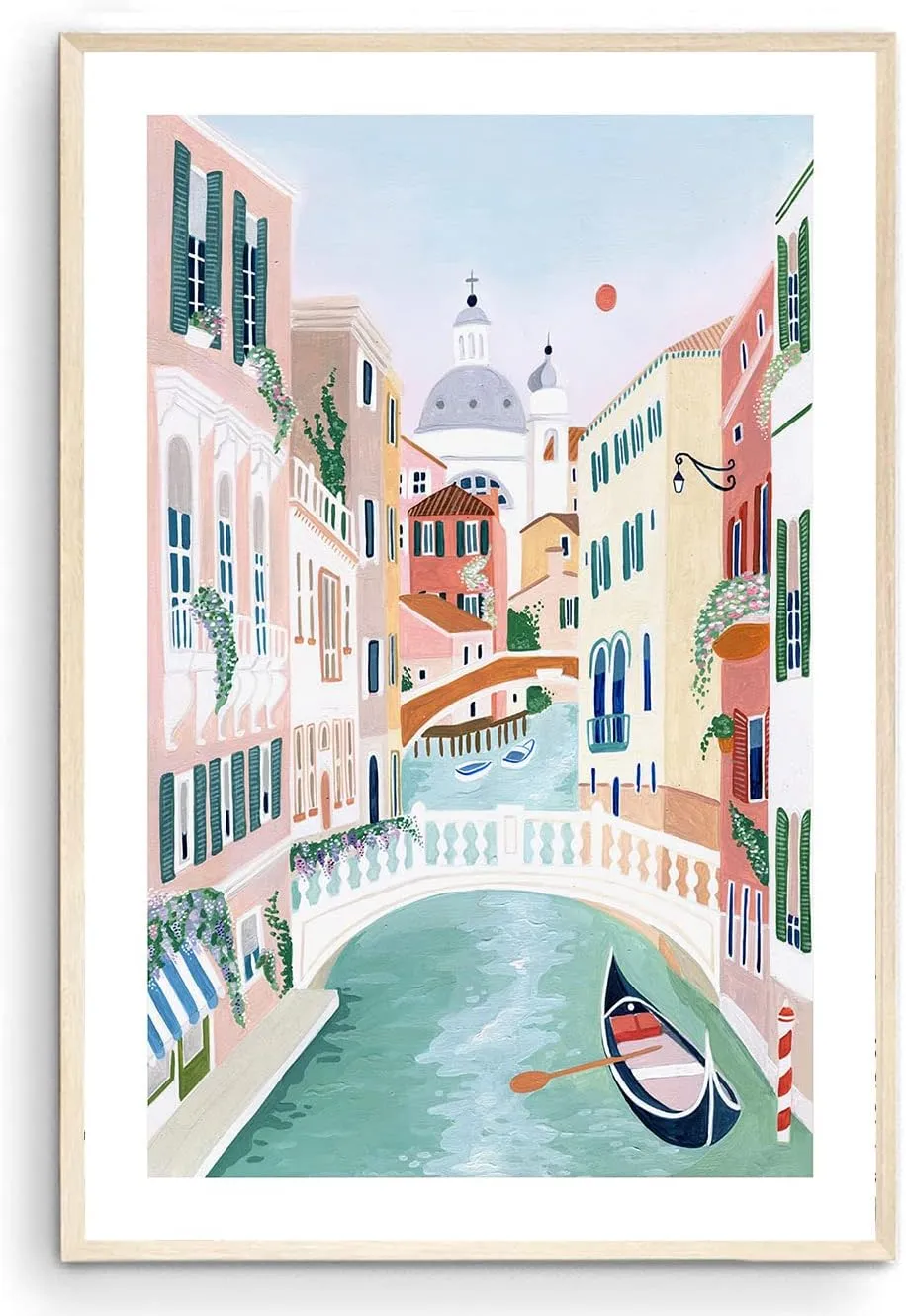 Nationcog Venice Art Print, Venezia Italy Art Print, Venice Painting, Travel Gift, Travel Poster, Engagement, Wedding, Anniversary, Housewarming Gift (Unframed) (11x14)