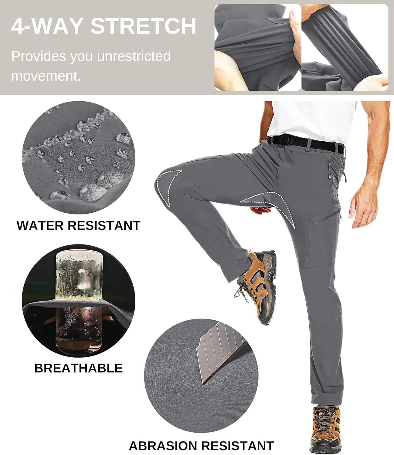 NATUVENIX Hiking Pants Men Lightweight Mens Travel Pants Stretchy Work Pants for Men Quick Dry Fishing Pants Outdoor