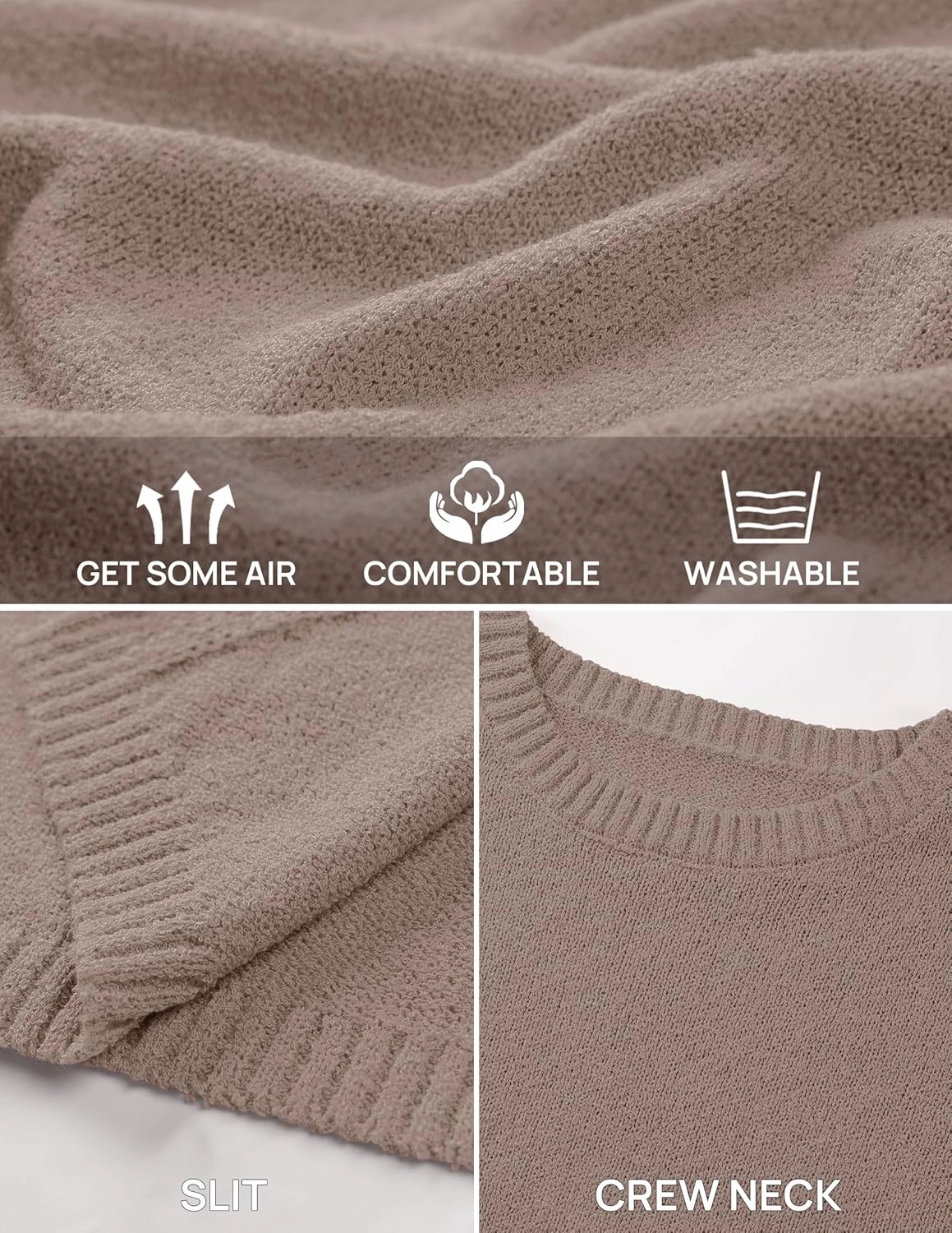 NENONA Women's Spring Summer 2 Piece Outfits Long Sleeve Casual Tunic Sweater & Shorts Knit Beach Vacation Lounge Sets