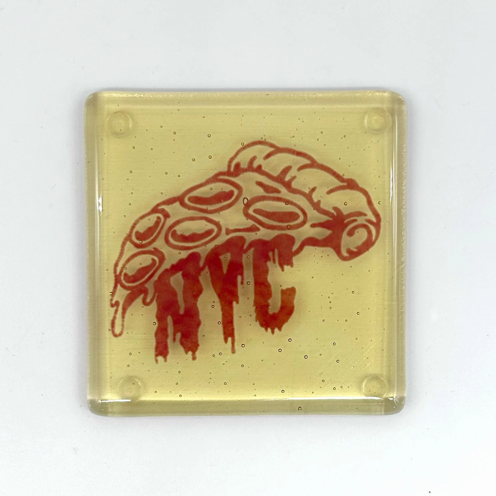 New York City Slice Fused Glass 4" Single Coaster