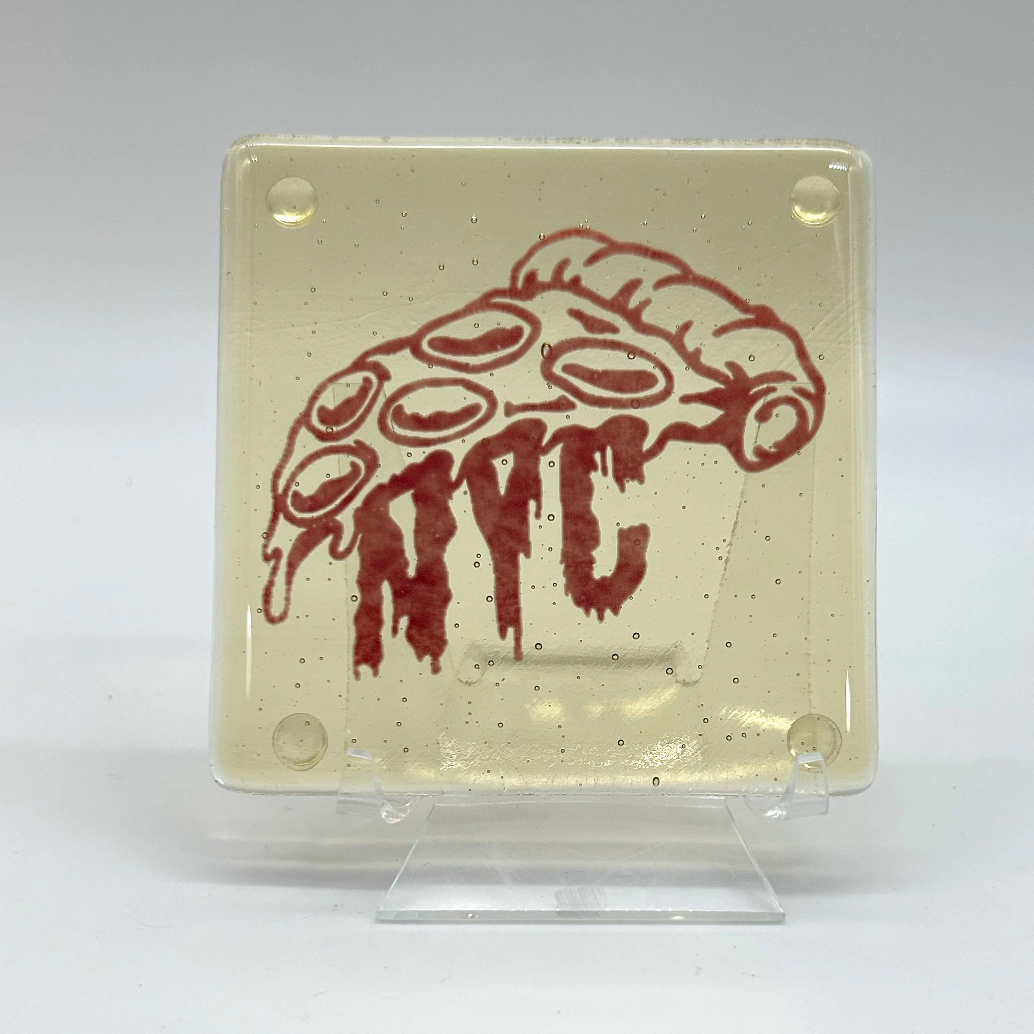 New York City Slice Fused Glass 4" Single Coaster