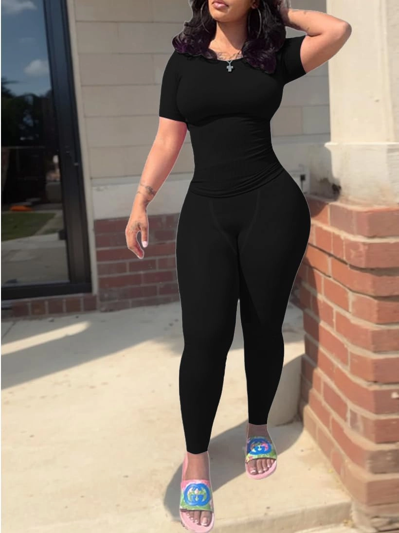Nimsruc Two Piece Outfits For Women Summer Casual Short Sleeve Jogging Suits