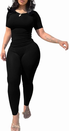 Nimsruc Two Piece Outfits For Women Summer Casual Short Sleeve Jogging Suits