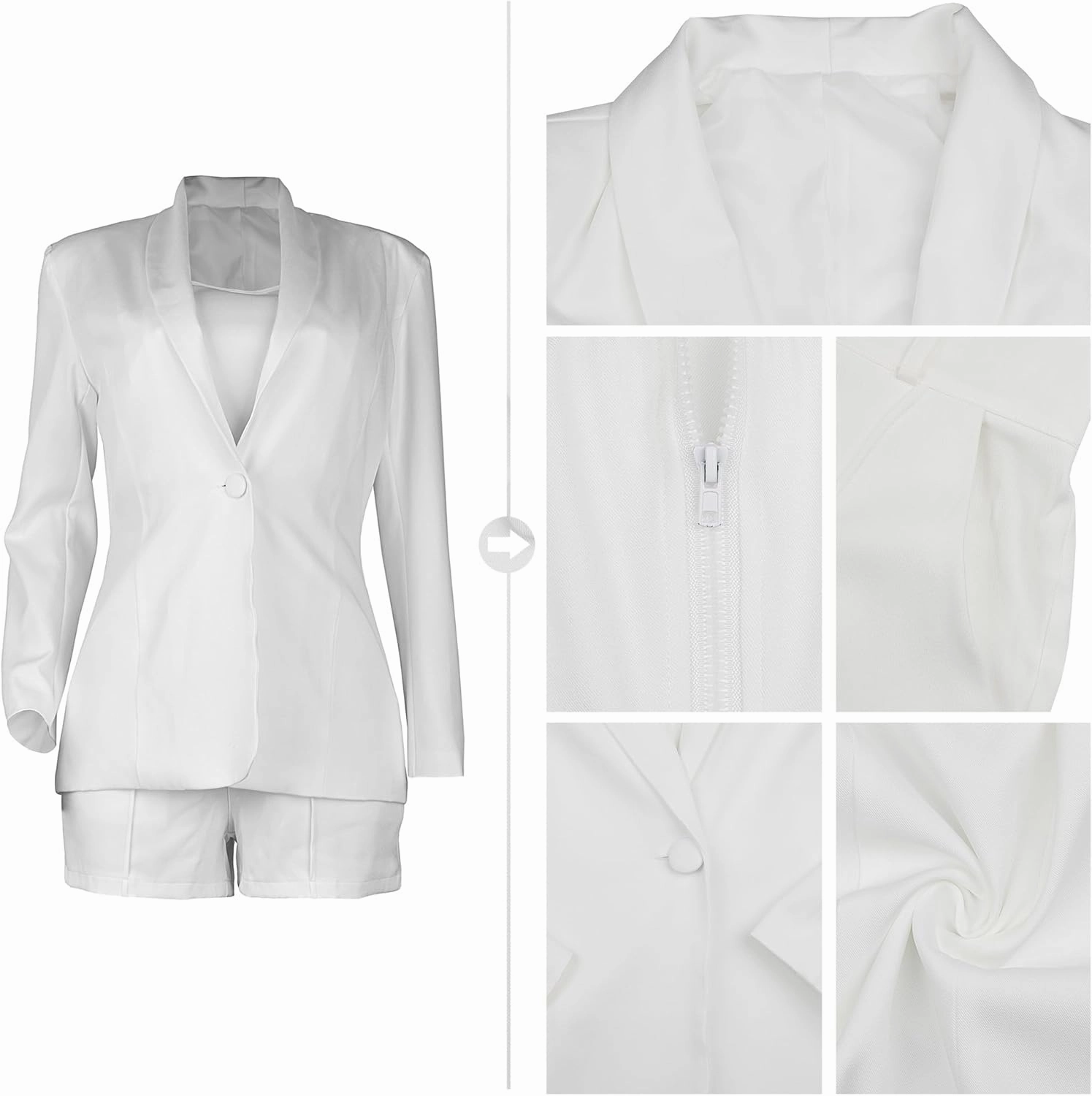NRTHYE Women Sexy Bussiness Outfits 3 Piece Open Front Button Blazers   Crop Tops   Belted Shorts Set Jumpsuits