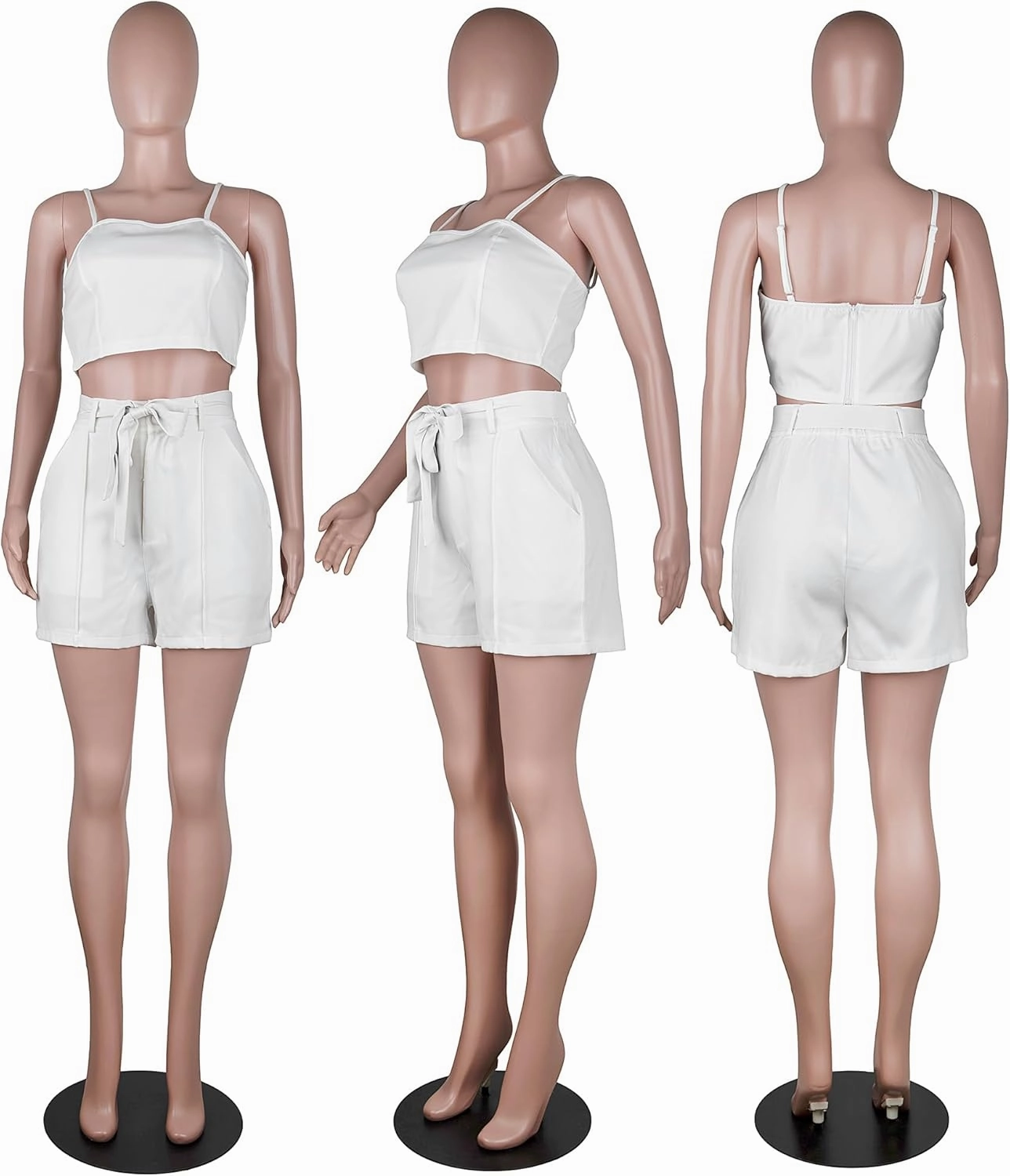 NRTHYE Women Sexy Bussiness Outfits 3 Piece Open Front Button Blazers   Crop Tops   Belted Shorts Set Jumpsuits
