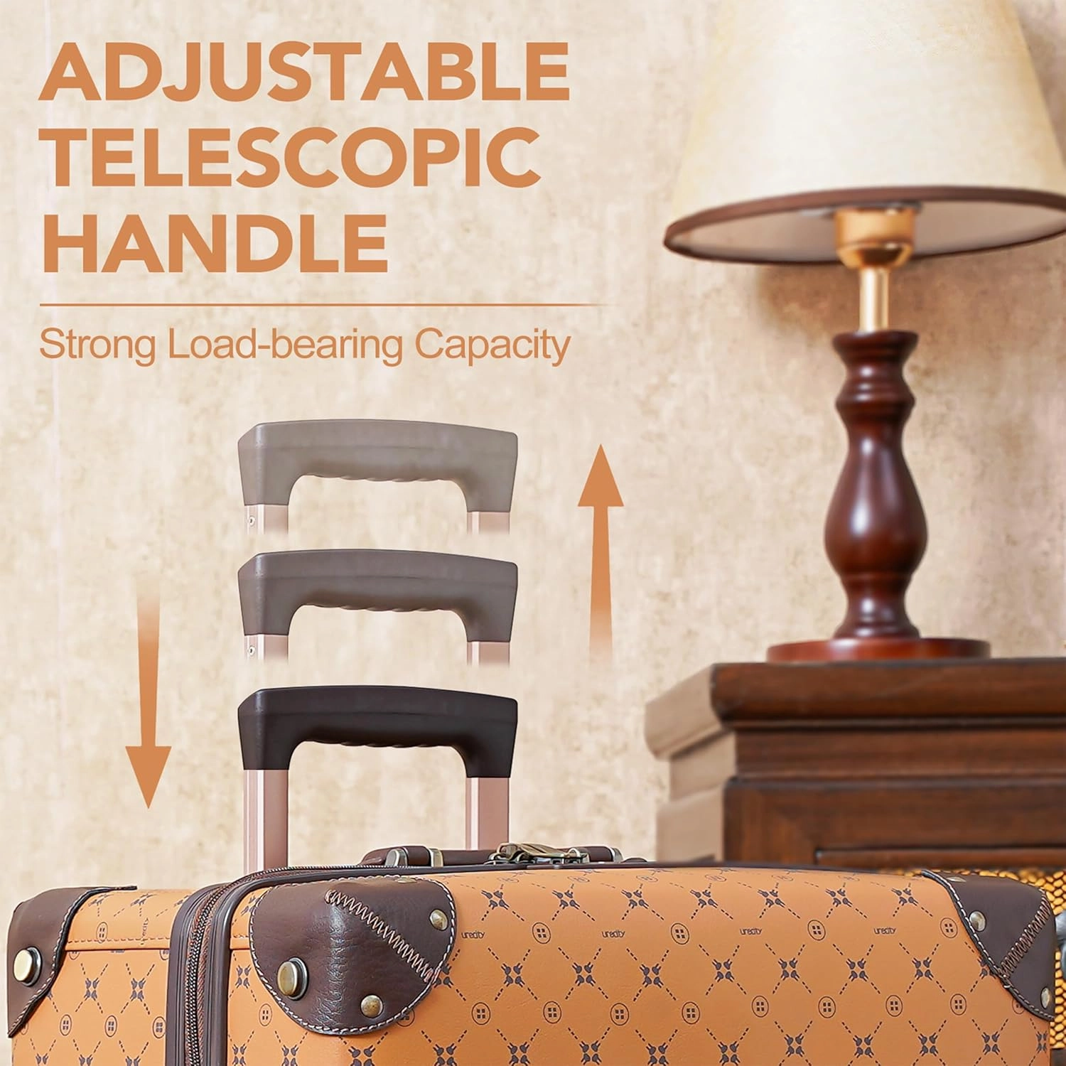 NZBZ Vintage Luggage Sets of 2, Vintage Suitcase Set for Women and Men, Cute Retro Luggage Sets Vintage Handmade Zipper Retro Trunk Luggage (Orange Brown, 14inch & 28inch)