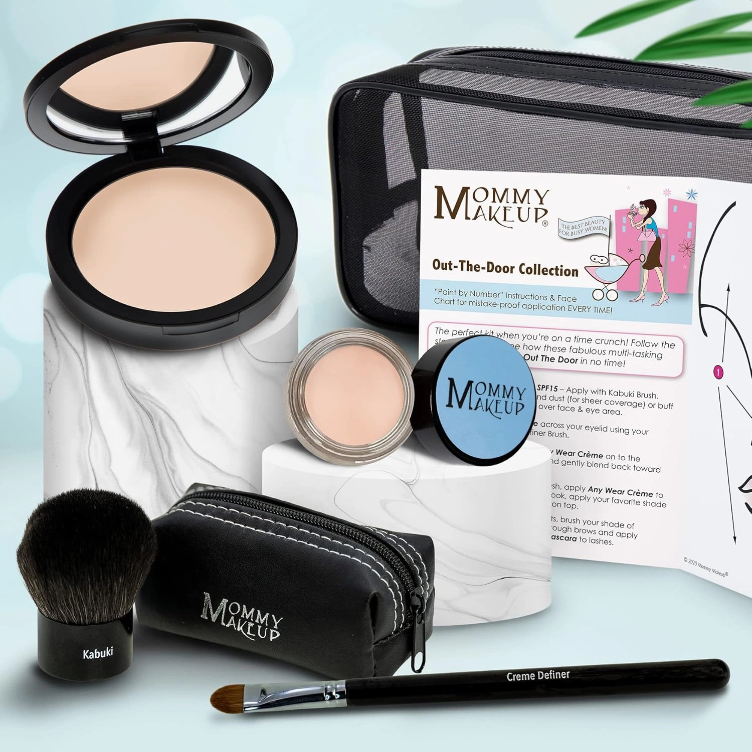 Out The Door Collection | Talc-free 5-piece Mineral Makeup Set | CUDDLE (Light/Medium) - For light to medium complexions   BRIGHTEN UP - A Warm Matte Cream