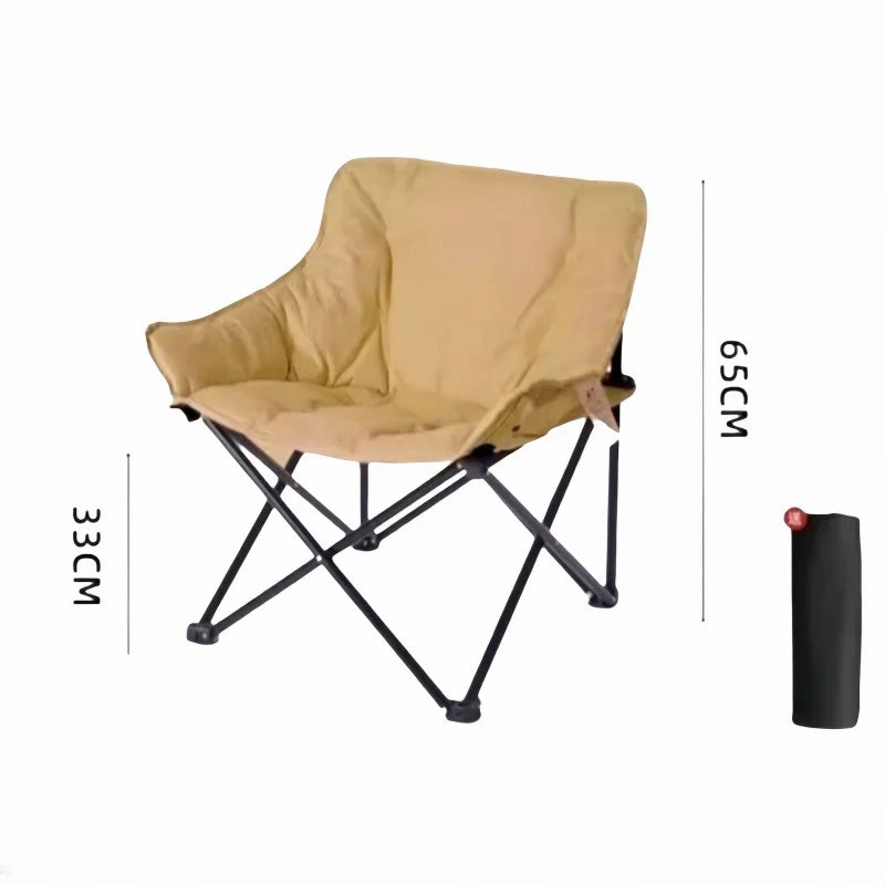 Outdoor Full Sponge Filled Fishing Chair Portable Folding Balcony Recliner Beach Chair With Carry Bag And Side Pocket