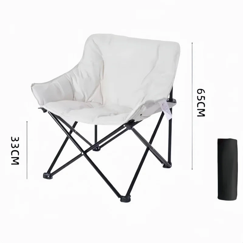 Outdoor Full Sponge Filled Fishing Chair Portable Folding Balcony Recliner Beach Chair With Carry Bag And Side Pocket