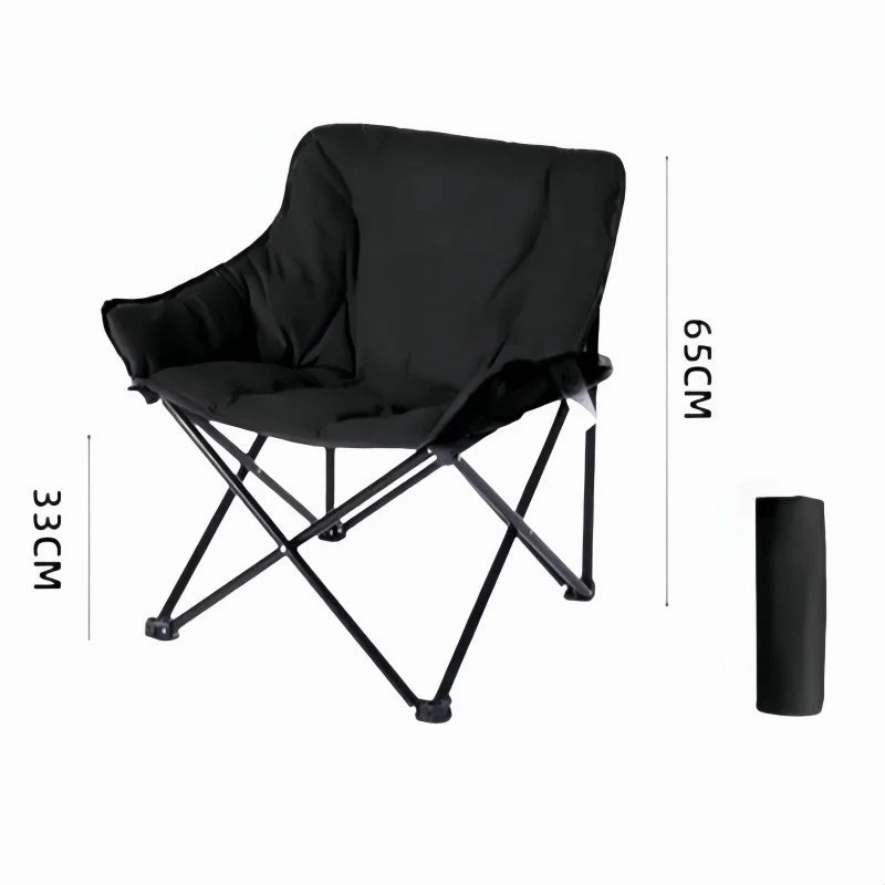 Outdoor Full Sponge Filled Fishing Chair Portable Folding Balcony Recliner Beach Chair With Carry Bag And Side Pocket