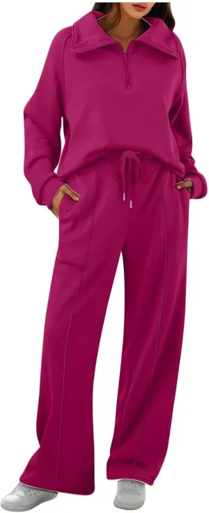 Oversized Sweatshirt Sweatpants Tracksuit Fold Over Yoga Pants Matching Workout Sets Casual Outfit Fashion Sweatpants