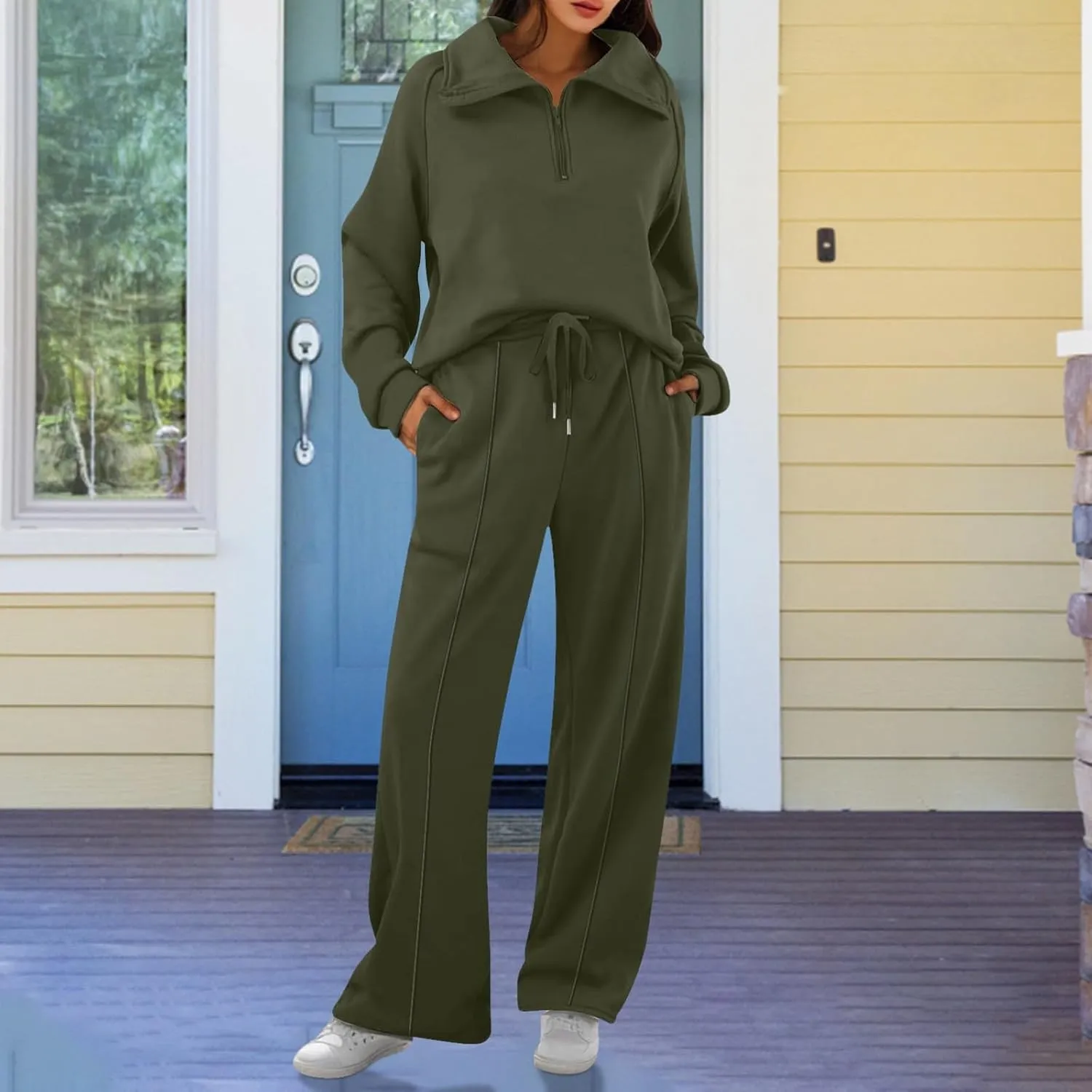 Oversized Sweatshirt Sweatpants Tracksuit Fold Over Yoga Pants Matching Workout Sets Casual Outfit Fashion Sweatpants