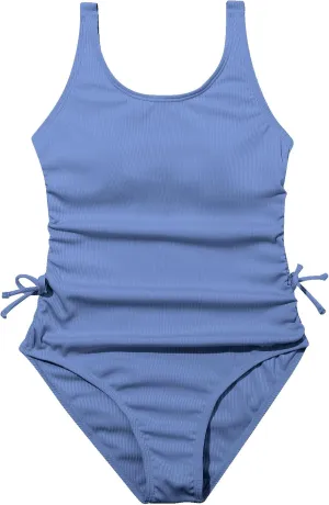 OYOANGLE Girl's Cute Spaghetti Straps Round Neck Drawstring One Piece Swimwear Tie Bathing Suit