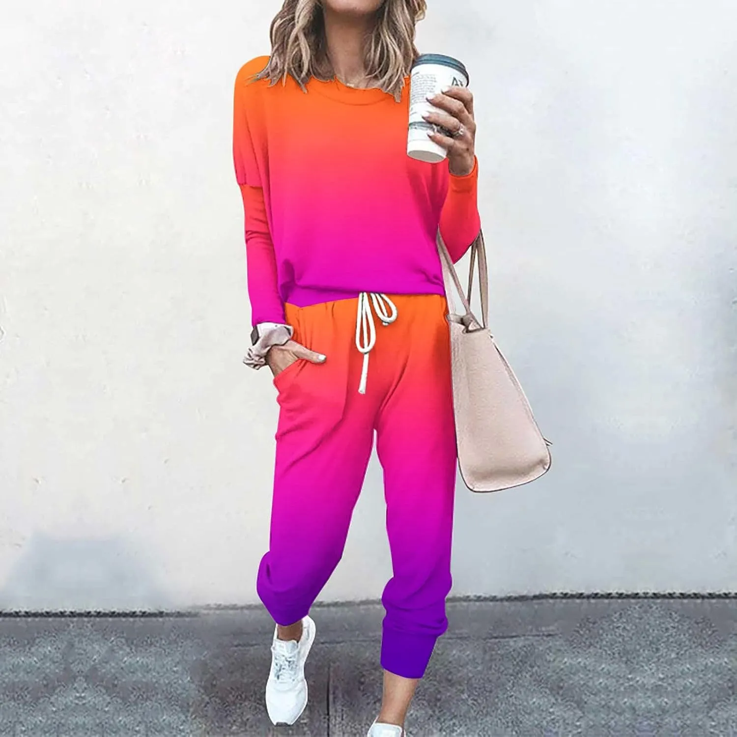 Pants Suit for Women Set Quarter Zip Sweatshirt Wide Leg Sweatpant Set Tracksuit Long Sleeve Tracksuit Joggers Sets
