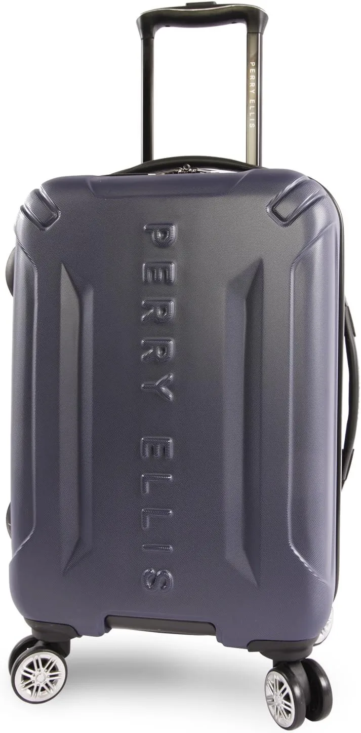 Perry Ellis Delancey II Hardside Carry-on Spinner Luggage, Navy