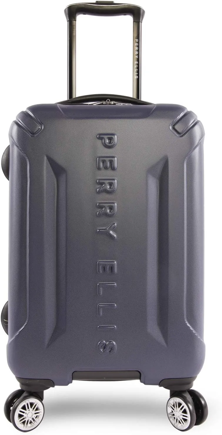 Perry Ellis Delancey II Hardside Carry-on Spinner Luggage, Navy