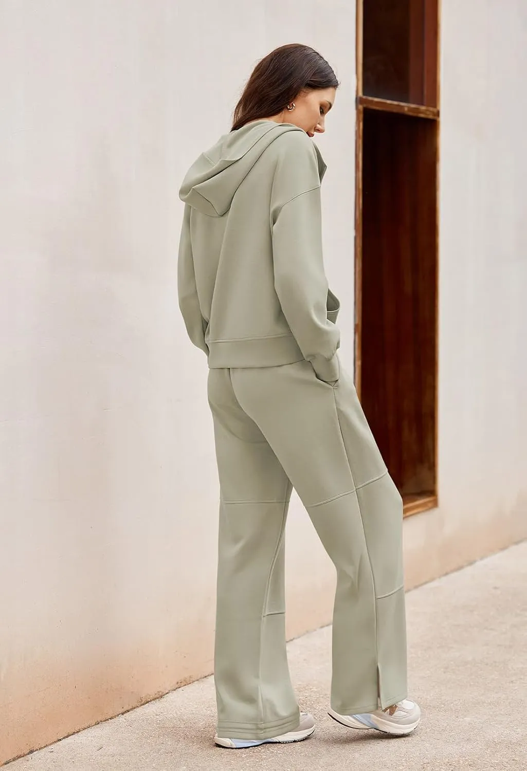 Pink Queen Women's 2 Piece Outfits Lounge Sets Half Zip Hooded Sweatshirt Sweatpants Travel Outfits