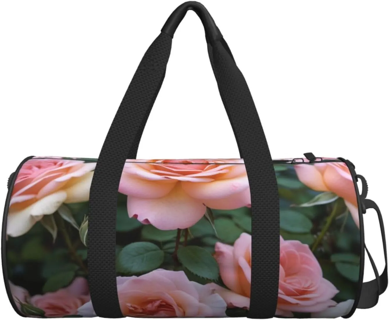 Pretty Rose Printed Travel Bag,Round Personal Item Storage bag,Foldie Duffel Bag for Traveling Vacation,Fitness,Sports