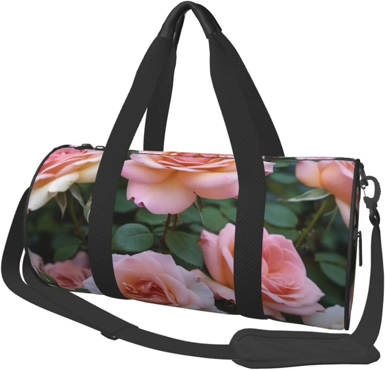 Pretty Rose Printed Travel Bag,Round Personal Item Storage bag,Foldie Duffel Bag for Traveling Vacation,Fitness,Sports