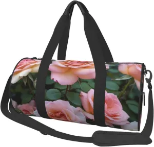 Pretty Rose Printed Travel Bag,Round Personal Item Storage bag,Foldie Duffel Bag for Traveling Vacation,Fitness,Sports