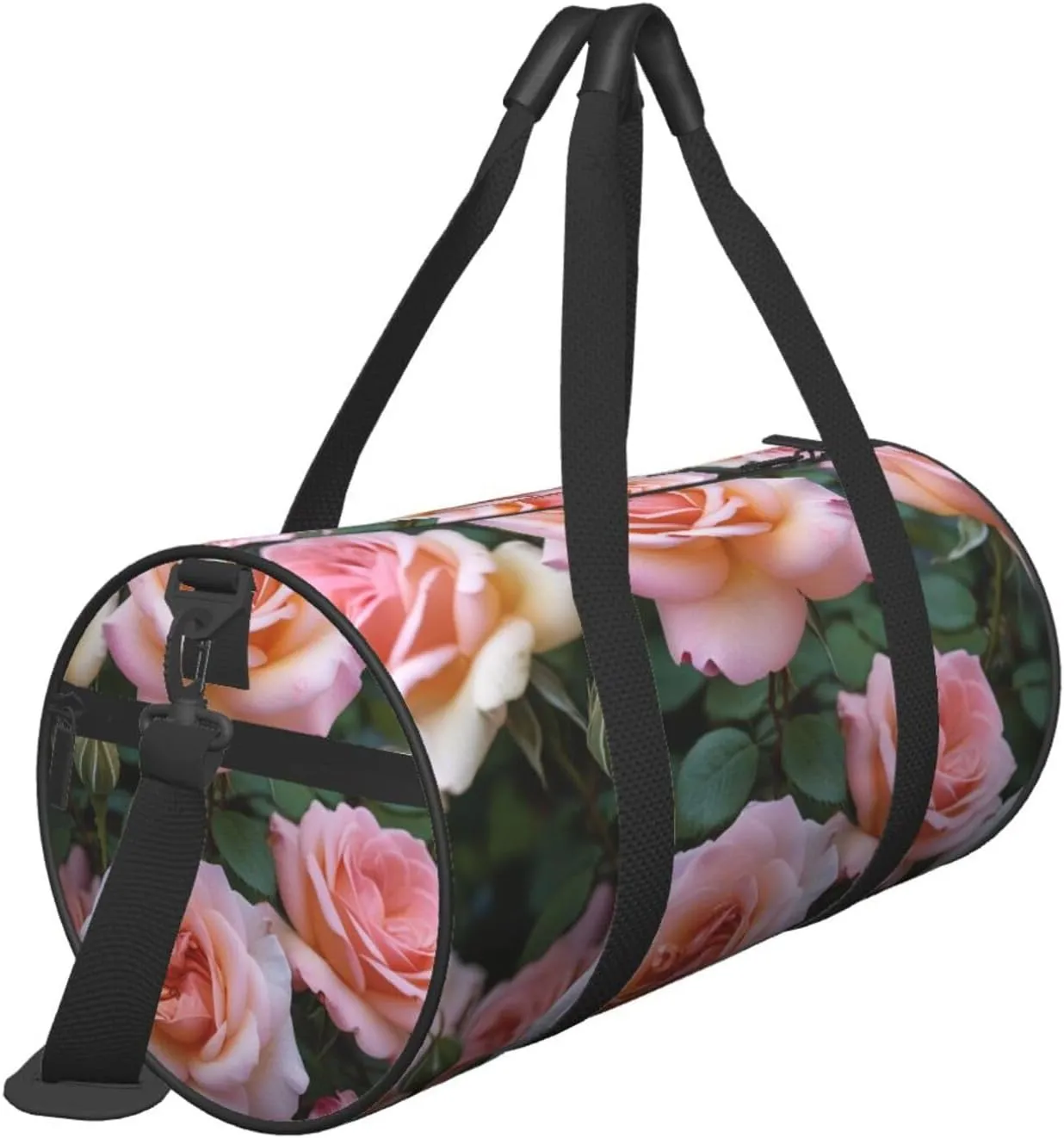 Pretty Rose Printed Travel Bag,Round Personal Item Storage bag,Foldie Duffel Bag for Traveling Vacation,Fitness,Sports