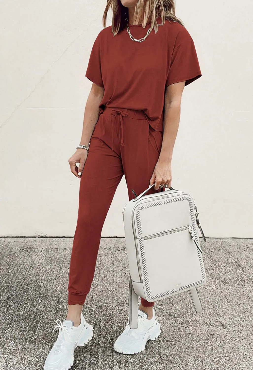 PRETTYGARDEN Women's Two Piece Lounge Sets 2025 Spring Summer Jogger Pants Vacation Outfits Travel Airplane Matching Clothes