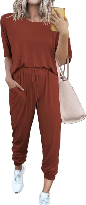 PRETTYGARDEN Women's Two Piece Lounge Sets 2025 Spring Summer Jogger Pants Vacation Outfits Travel Airplane Matching Clothes