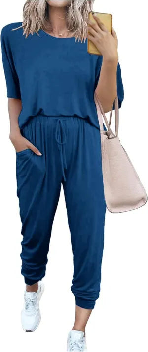 PRETTYGARDEN Women's Two Piece Lounge Sets 2025 Spring Summer Jogger Pants Vacation Outfits Travel Airplane Matching Clothes
