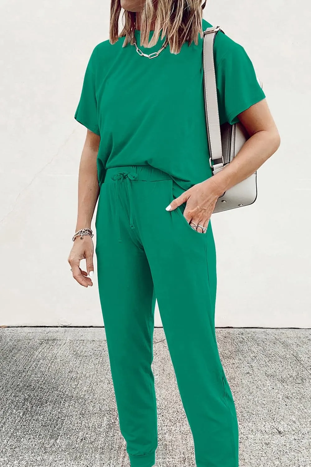 PRETTYGARDEN Women's Two Piece Lounge Sets 2025 Spring Summer Jogger Pants Vacation Outfits Travel Airplane Matching Clothes