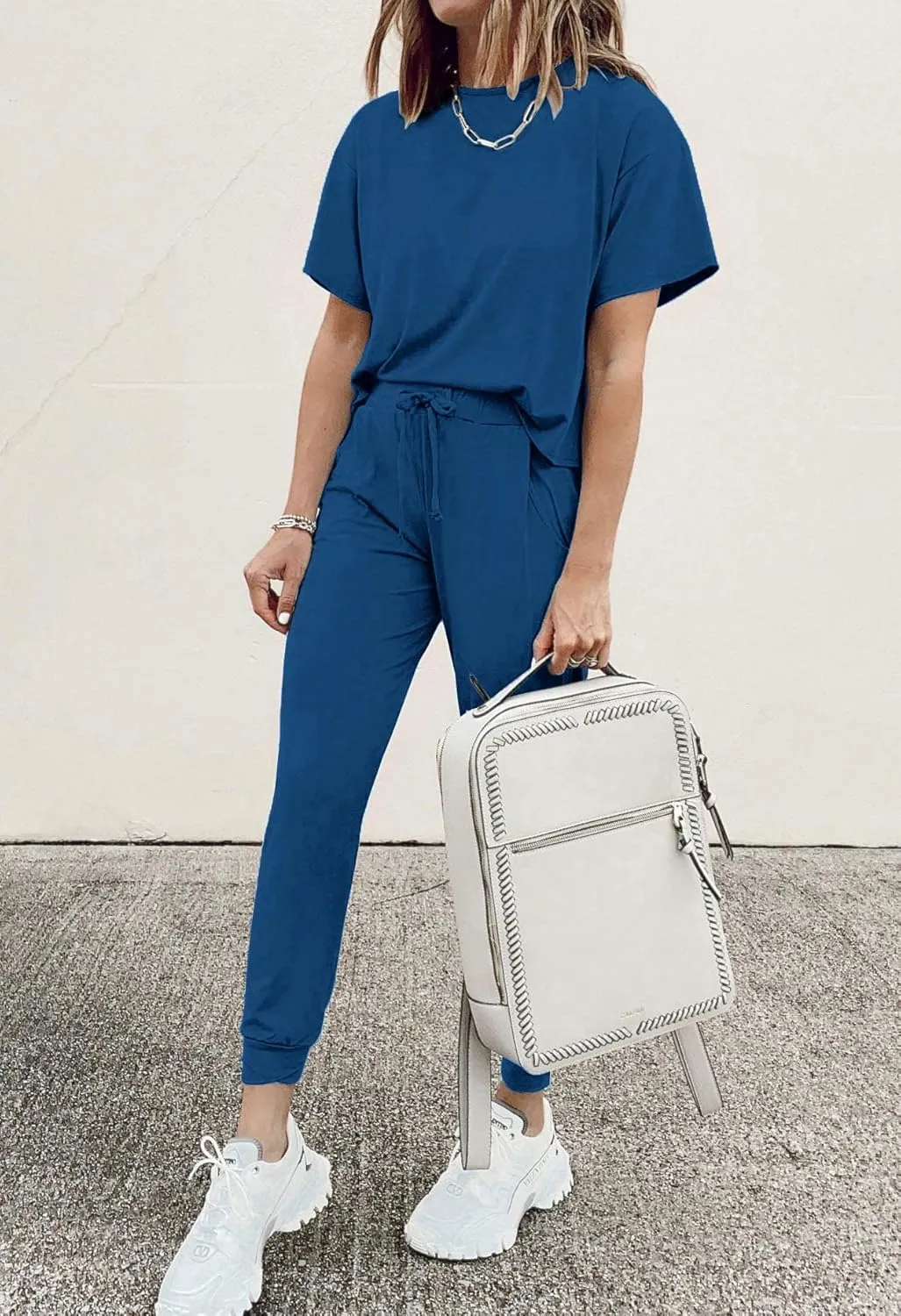 PRETTYGARDEN Women's Two Piece Lounge Sets 2025 Spring Summer Jogger Pants Vacation Outfits Travel Airplane Matching Clothes
