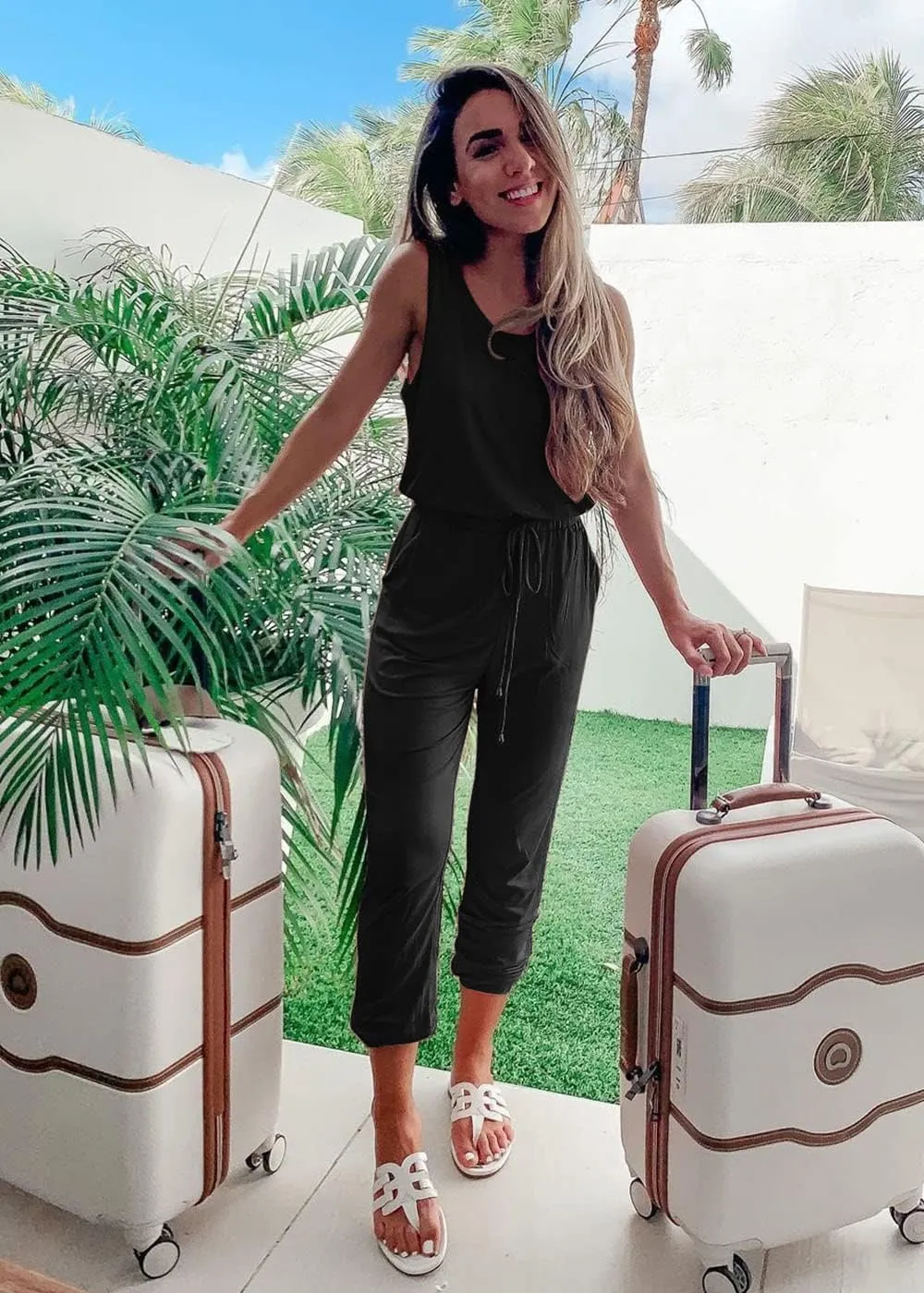 PRETTYGARDEN Women's Two Piece Outfit Sets Summer Casual Sleeveless Crewneck Tops Matching Travel Tracksuit Lounge Wear