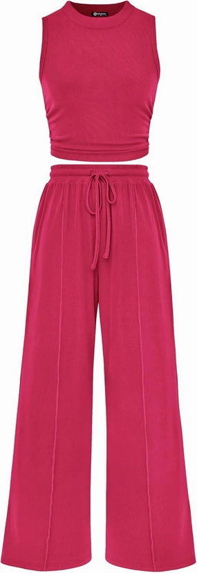 PRETTYGARDEN 2 Piece Sets for Women Summer Casual 2025 Spring Sleeveless Tank Ribbed Travel Vacation Lounge Wear Outfits