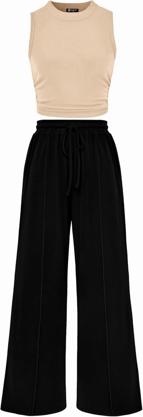 PRETTYGARDEN 2 Piece Sets for Women Summer Casual 2025 Spring Sleeveless Tank Ribbed Travel Vacation Lounge Wear Outfits