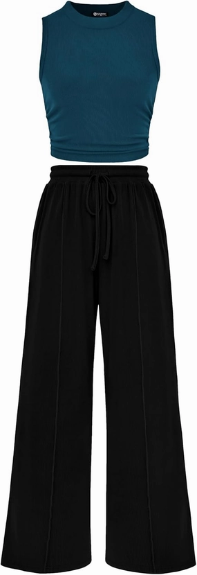 PRETTYGARDEN 2 Piece Sets for Women Summer Casual 2025 Spring Sleeveless Tank Ribbed Travel Vacation Lounge Wear Outfits