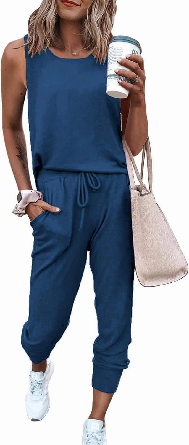 PRETTYGARDEN Women's Two Piece Outfit Sets Summer Casual Sleeveless Crewneck Tops Matching Travel Tracksuit Lounge Wear
