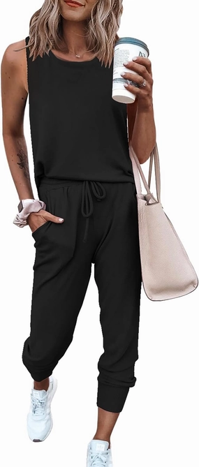 PRETTYGARDEN Women's Two Piece Outfit Sets Summer Casual Sleeveless Crewneck Tops Matching Travel Tracksuit Lounge Wear