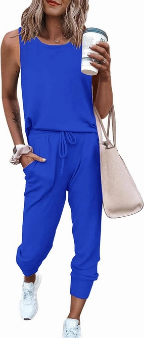 PRETTYGARDEN Women's Two Piece Outfit Sets Summer Casual Sleeveless Crewneck Tops Matching Travel Tracksuit Lounge Wear